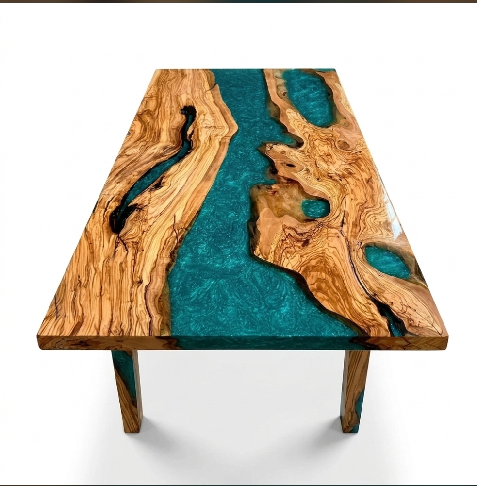live edge ocean resin dining table | burl wood modern art live edge ocean resin dining table | burl wood modern art