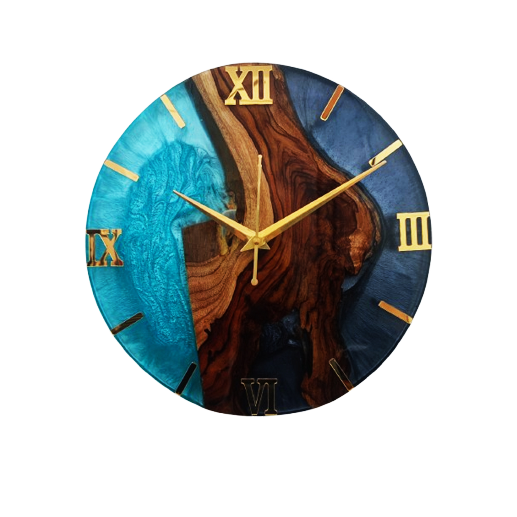 natural teak wood & ocean blue epoxy resin wall clock natural teak wood & ocean blue epoxy resin wall clock