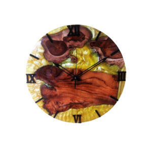 teak wood & golden epoxy resin luxury wall clock