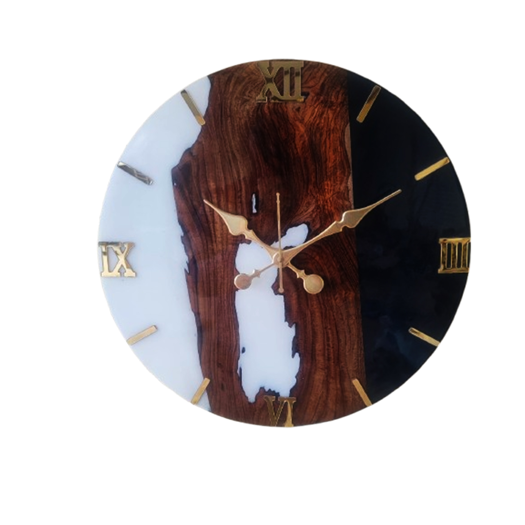 teak wood & white marble effect epoxy wall clock teak wood & white marble effect epoxy wall clock