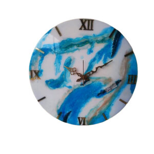 pure epoxy resin wall clock – ocean blue finish