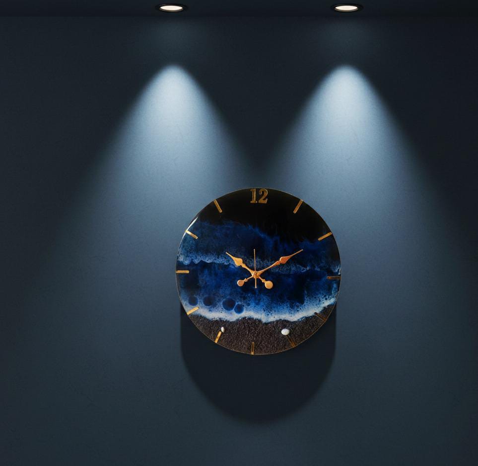 pure epoxy resin wall clock – ocean blue flow pure epoxy resin wall clock – ocean blue flow