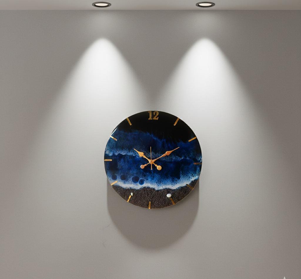 pure epoxy resin wall clock – ocean blue flow pure epoxy resin wall clock – ocean blue flow