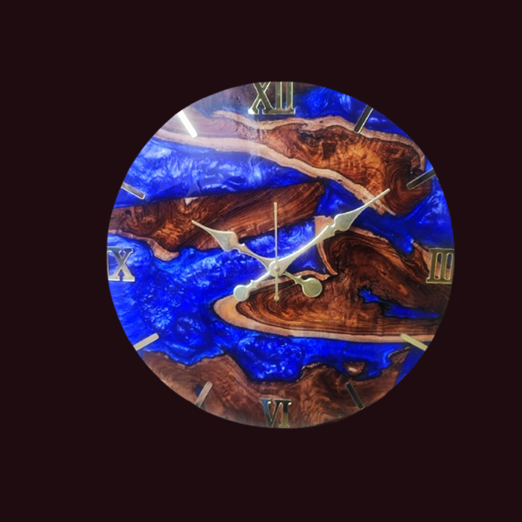 rustic teak wood & deep blue epoxy resin wall clock rustic teak wood & deep blue epoxy resin wall clock