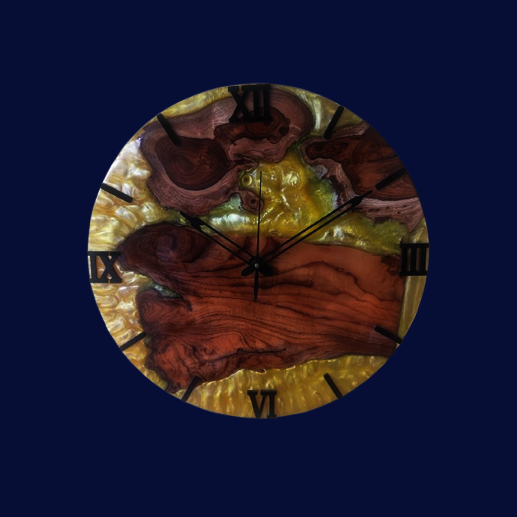teak wood & golden epoxy resin luxury wall clock teak wood & golden epoxy resin luxury wall clock