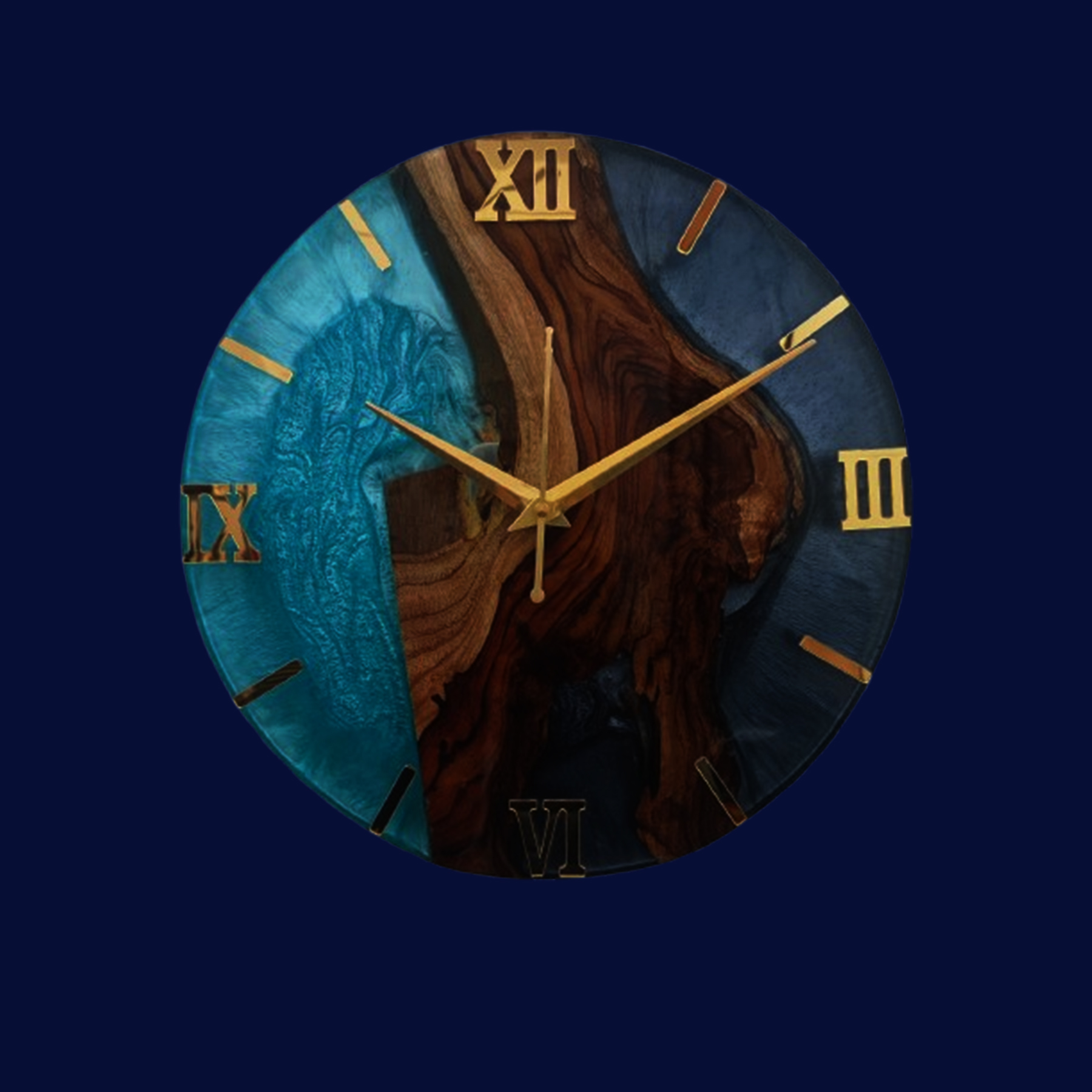 natural teak wood & ocean blue epoxy resin wall clock natural teak wood & ocean blue epoxy resin wall clock