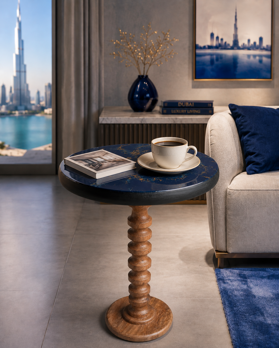 blue resin art coffee table | side & end table for modern interiors blue resin art coffee table | side & end table for modern interiors