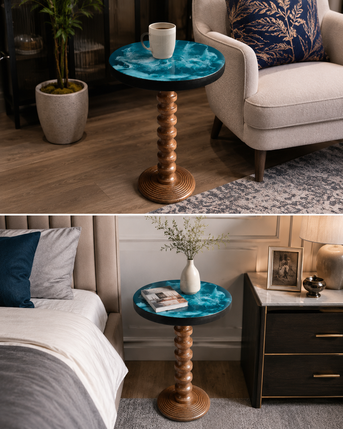 blue resin art coffee table | side & end table for modern interiors blue resin art coffee table | side & end table for modern interiors