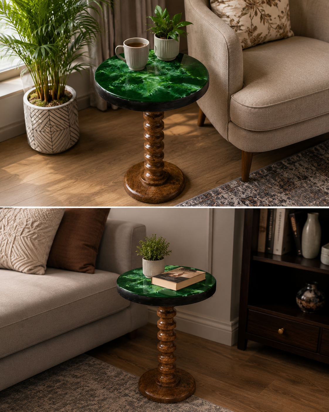 green stone top resin coffee table | side & end table for modern interiors green stone top resin coffee table | side & end table for modern interiors