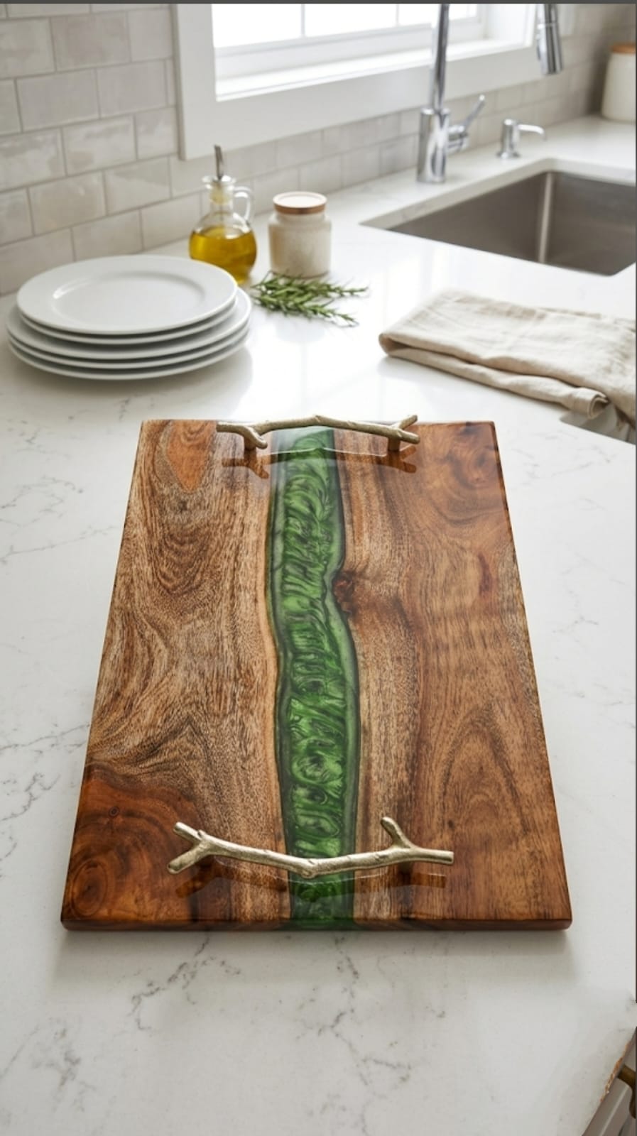 green resin river wood & epoxy serving tray green resin river wood & epoxy serving tray