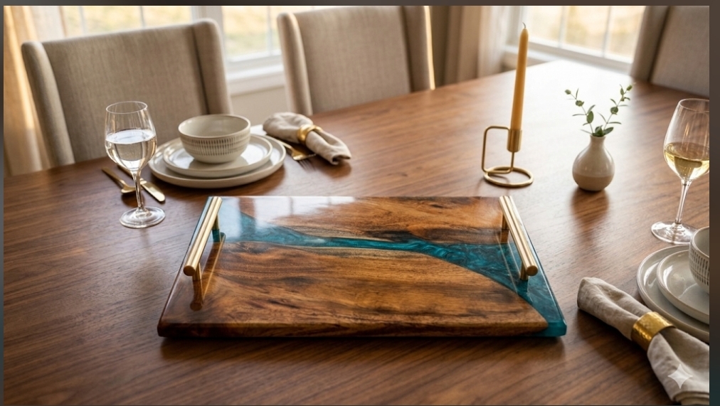 blue river epoxy resin & wood elegant design serving tray blue river epoxy resin & wood elegant design serving tray