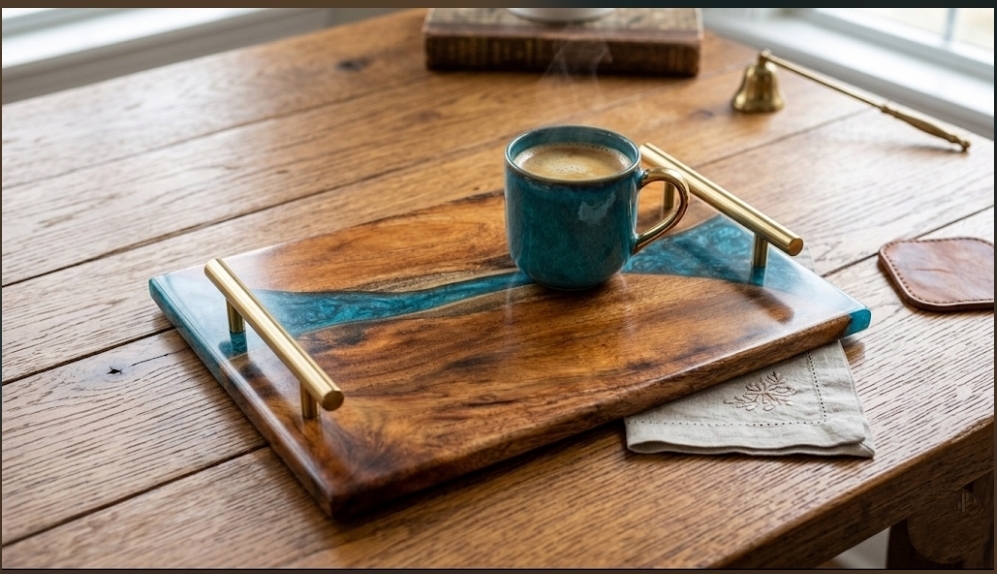 blue river epoxy resin & wood elegant design serving tray blue river epoxy resin & wood elegant design serving tray
