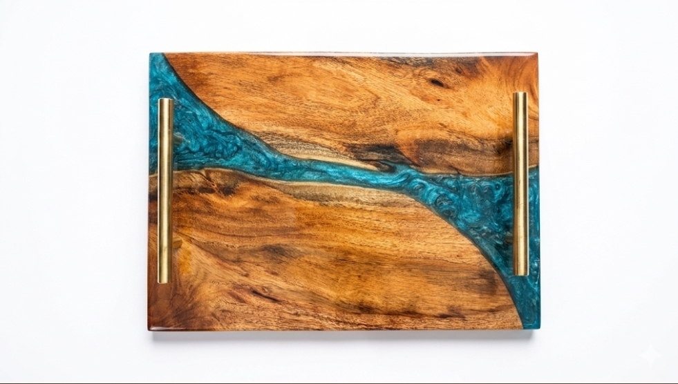 blue river epoxy resin & wood elegant design serving tray blue river epoxy resin & wood elegant design serving tray