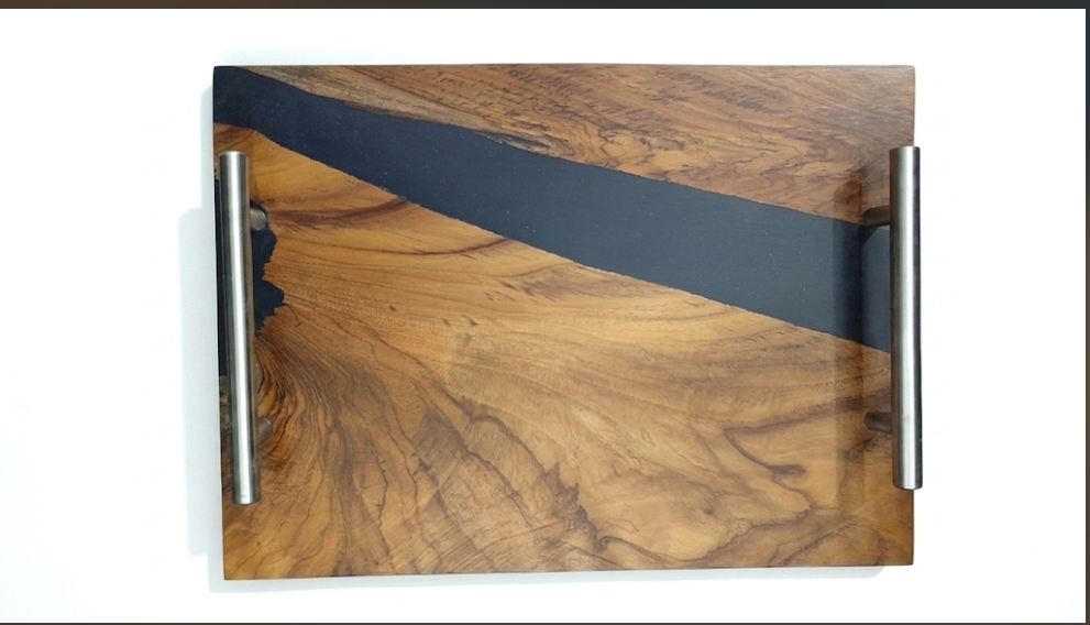 black resin wood & epoxy serving tray black resin wood & epoxy serving tray