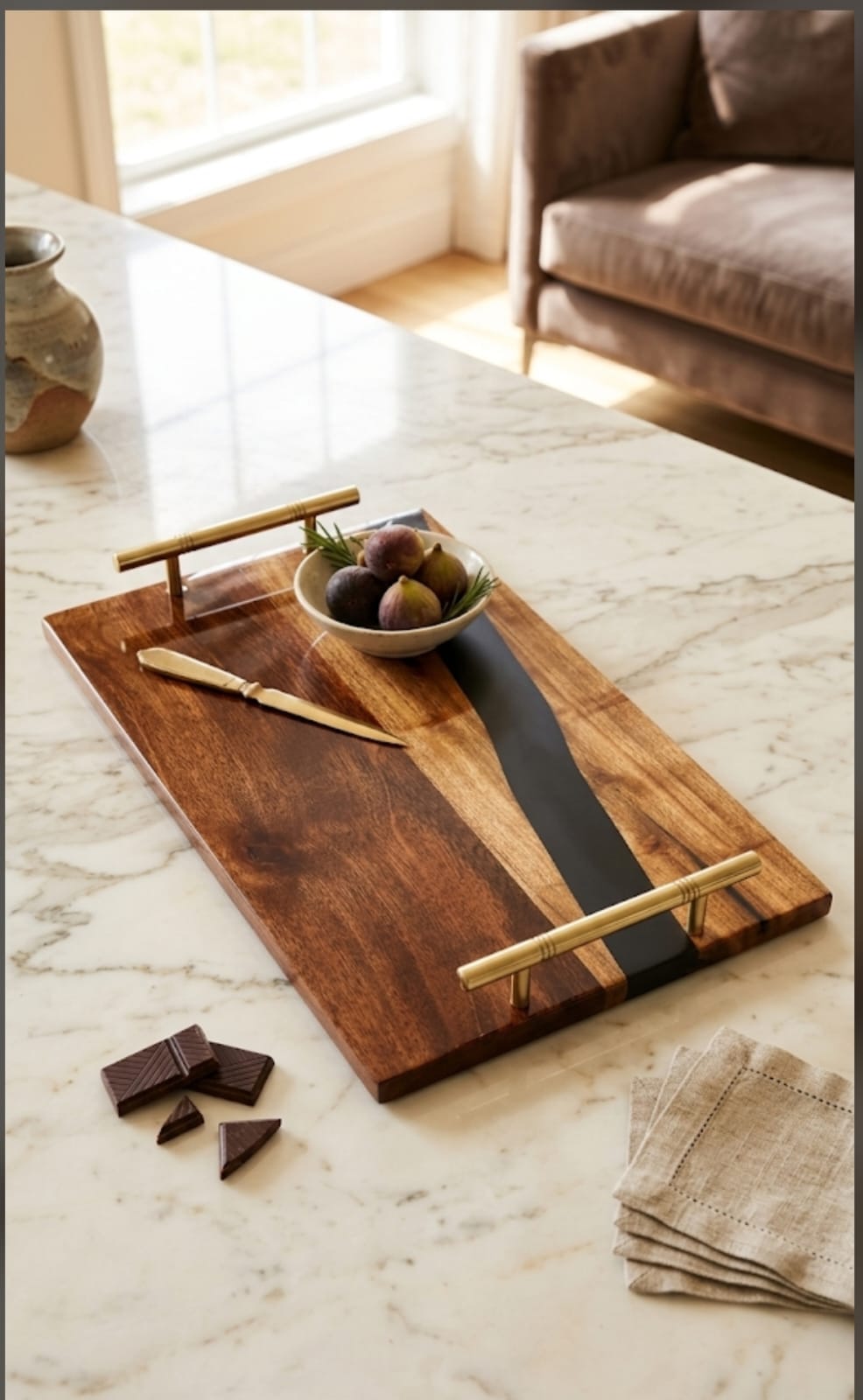 black wood resin & epoxy serving tray black wood resin & epoxy serving tray
