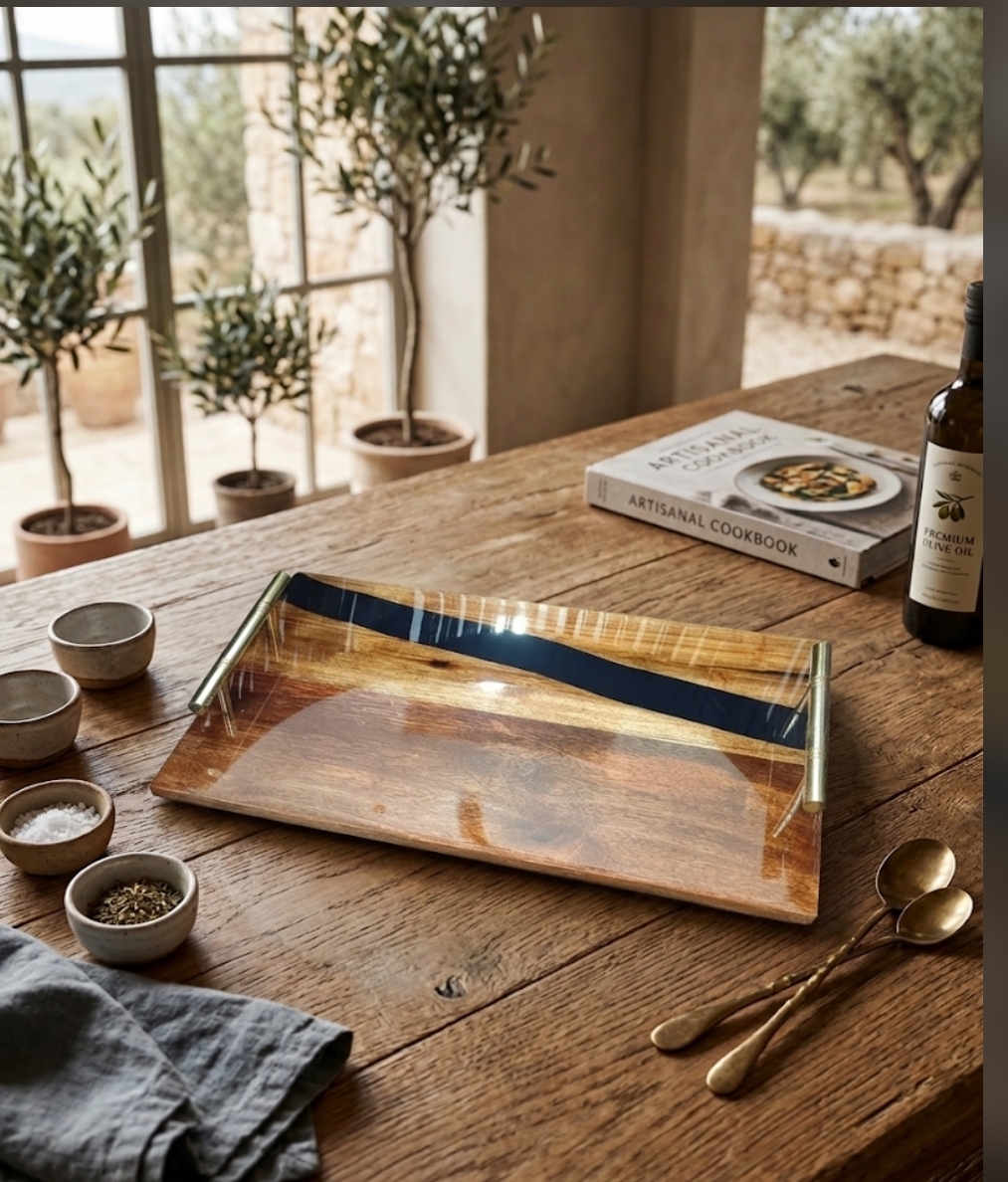 black wood resin & epoxy serving tray black wood resin & epoxy serving tray