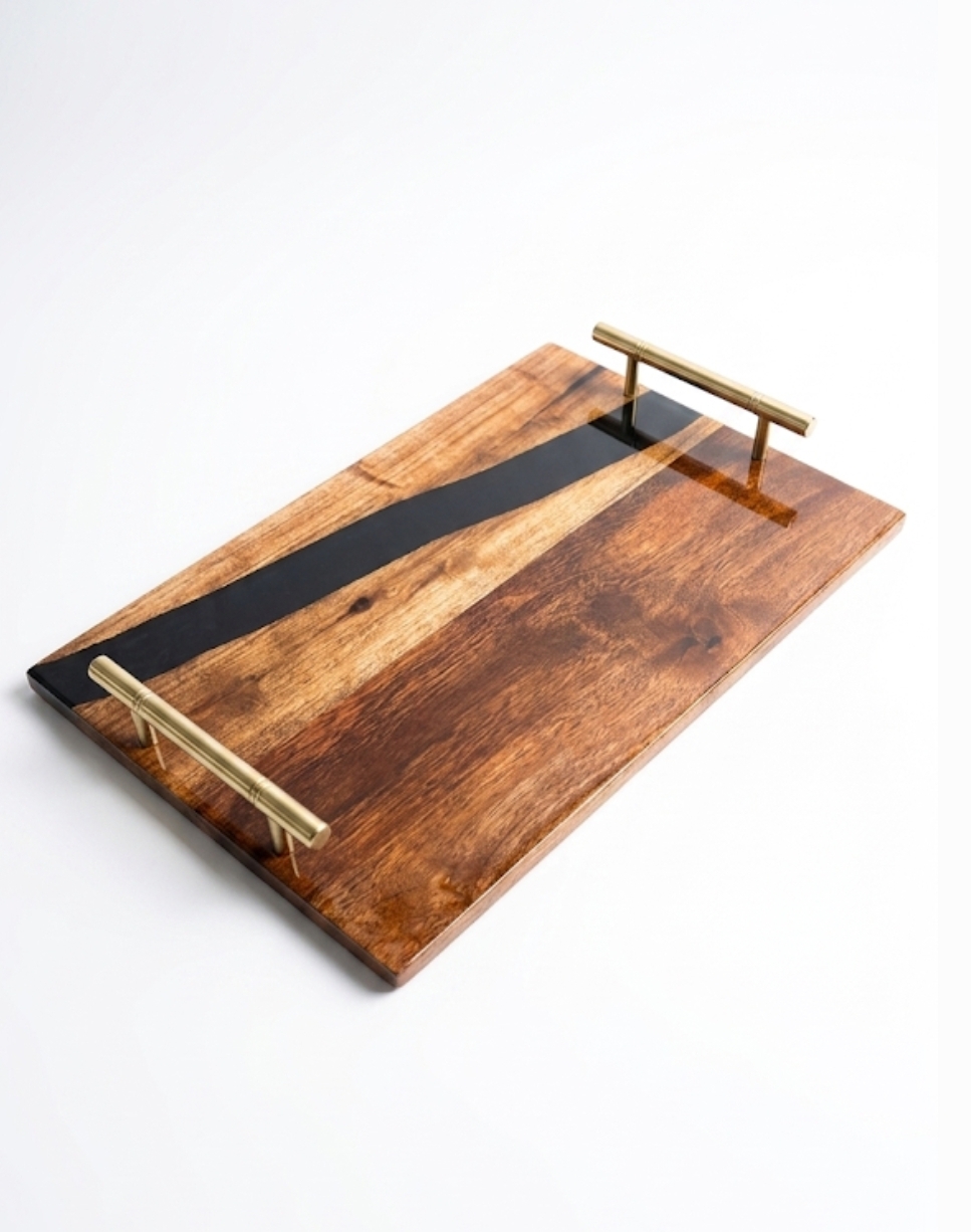 black wood resin & epoxy serving tray black wood resin & epoxy serving tray