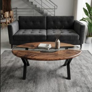 oval translucent resin center coffee table