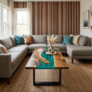 green resin river coffee and center table