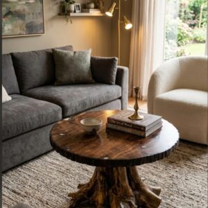 root wood round dining coffee table